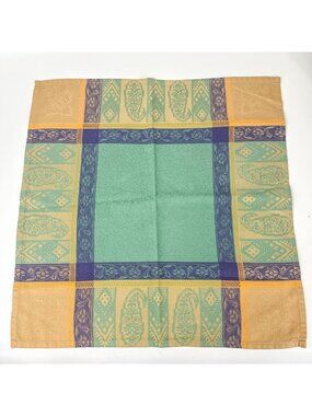 Le Jacquard Francais Primrose Bordier Paisley Green Yellow Cotton Napkin